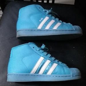 blue high top shell toe adidas